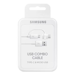 Cabo De Dados USB Samsung 2 Saídas Tipo B + Tipo C Branco