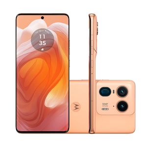 Smartphone Motorola Edge 50 Ultra 5G - 512GB 24GB (12GB RAM+12GB Ram Boost) 50MP Ultra-Pixel AI Camera IP68 NFC - Peach Fuzz - Vegan Leather