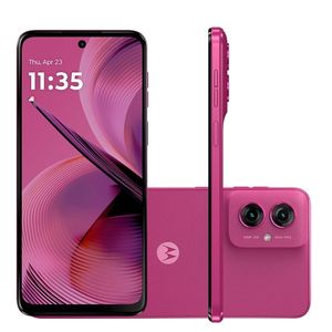 Smartphone Motorola Moto g55 5G - 256GB 16GB (8GB RAM+8GB Ram Boost) e Camera 50MP com AI NFC Tela 6.5" com Superbrilho - Rosa - Vegan Leather