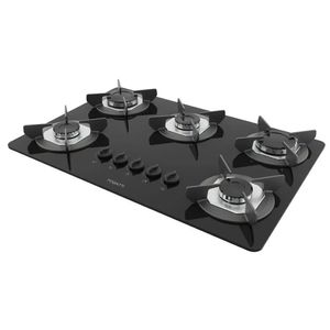 Cooktop Fogatti Safe Ferro Fundido 5 Bocas Flange Inox Preto